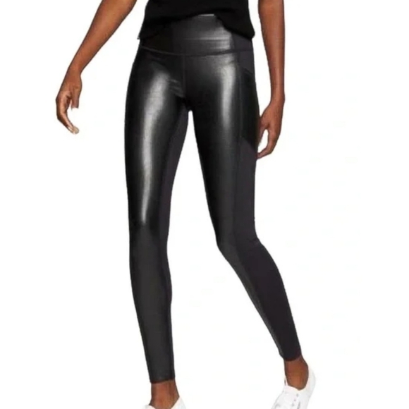 Athleta Pants - Athleta All-Over Gleam Faux Leather Stretch Leggings Pants